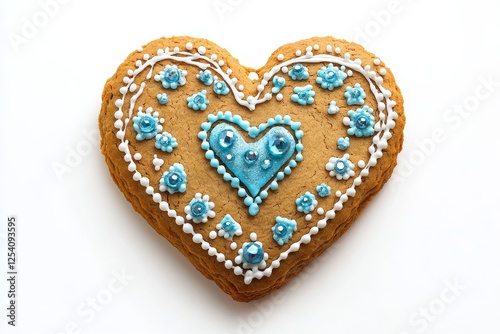 Gingerbread heart cookie in the spirit of Oktoberfest, featuring ornaments and offering space for a personal note