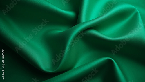 Emerald Green Silk Fabric Background – Smooth and Rich Luxury Textile Texture