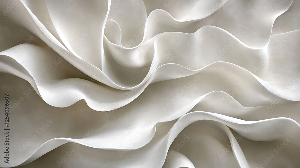 Fototapeta premium White fabric waves, abstract texture