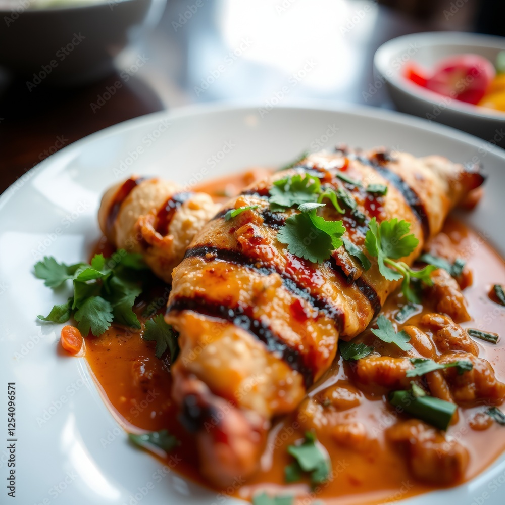 Gourmet Asian Chicken Curry Food Photography, Restaurant Advertising Material Gourmet Asian Chicken Curry Food Photography, Restaurant Advertising Material