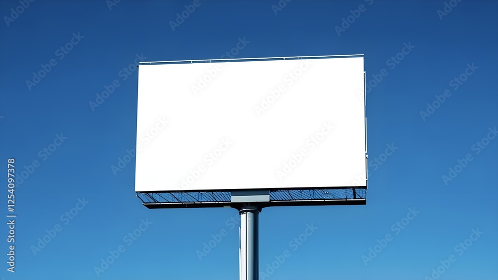 Outdoor pole billboard on blue sky background with mock up white screen and clipping path Outdoor pole billboard on blue sky background with mock up white screen and clipping path