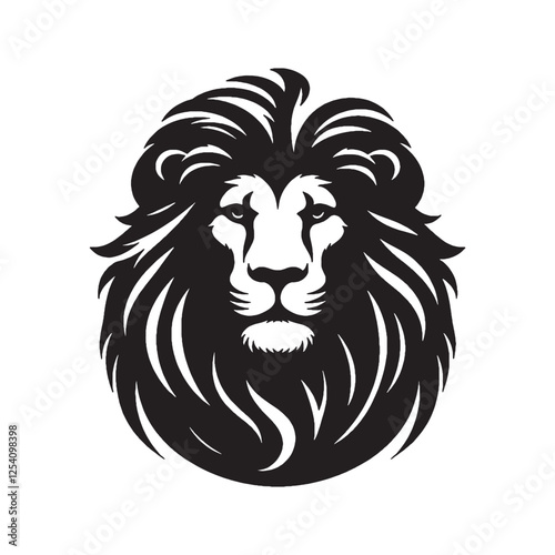 Lion face and head silhouette vector on with white background
