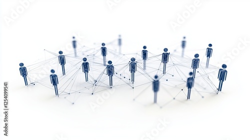 Abstract representation of a diverse group of people connected through a network of lines.