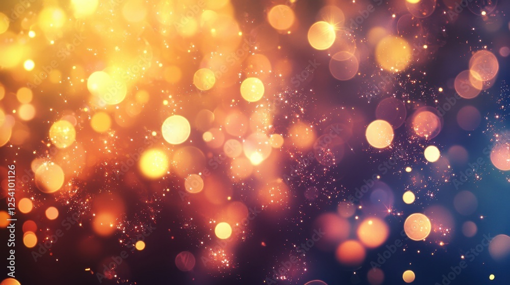 Bright, soft bokeh lights in various shades of gold, orange, and blue swirl together, creating a magical and enchanting atmosphere during an evening setting Bright, soft bokeh lights in various shades of gold, orange, and blue swirl together, creating a magical and enchanting atmosphere during an evening setting