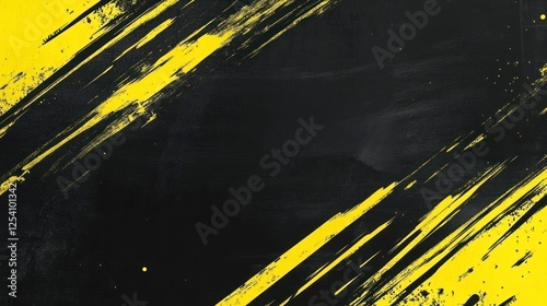 Abstract Black and Yellow Paint Strokes Background