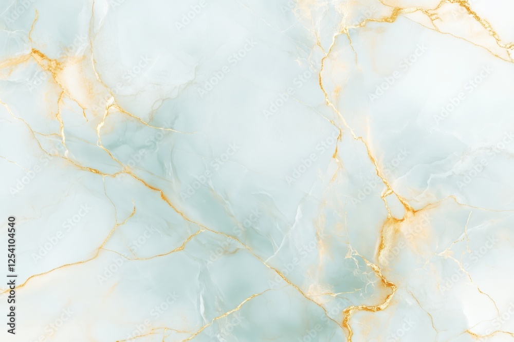Fototapeta premium A smooth light blue marble texture with golden veins and intricate patterns.
