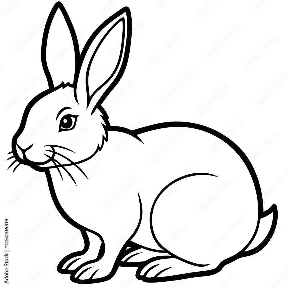 Rabbit Illustration: Simple Black and White Line Art Rabbit Illustration: Simple Black and White Line Art