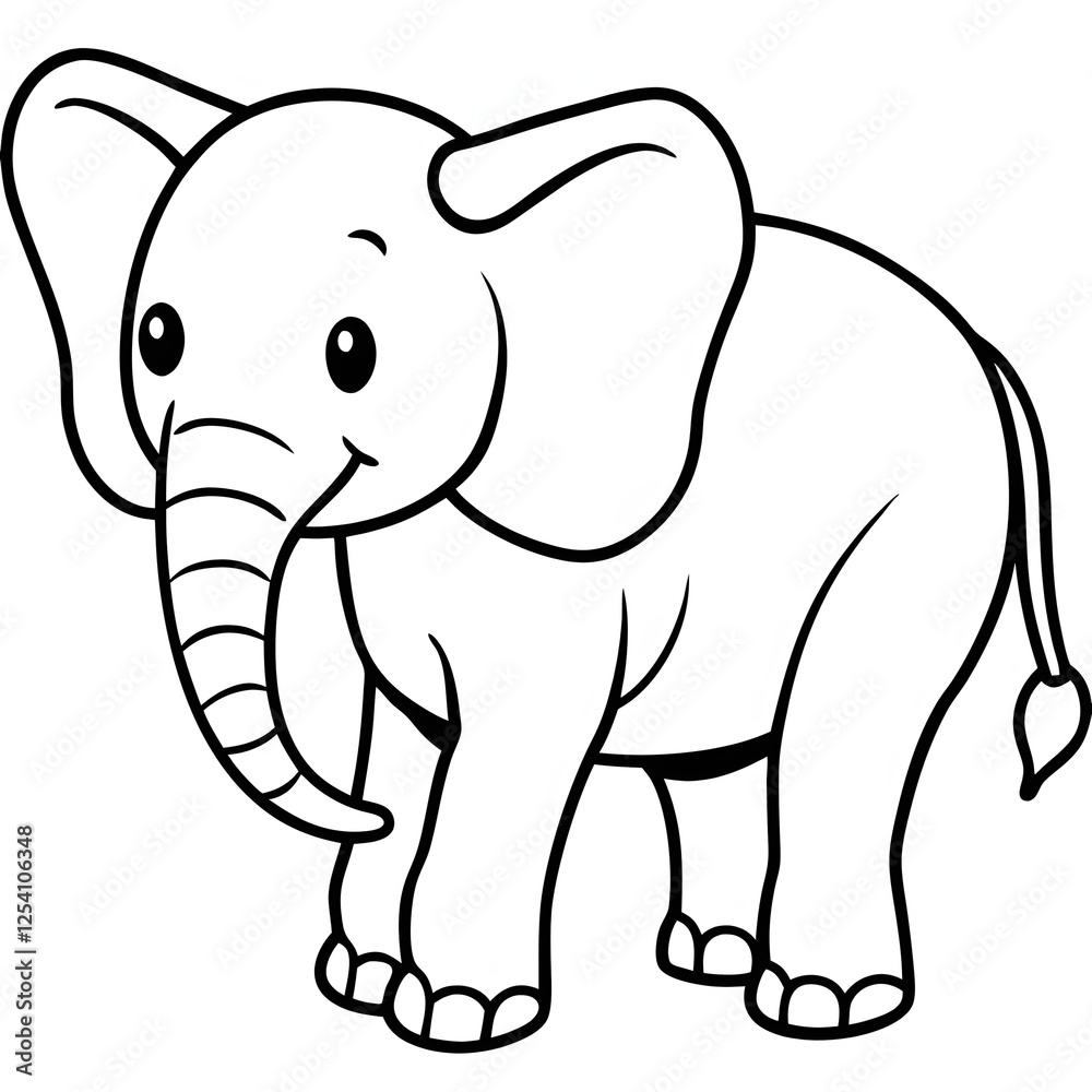 Elephant Illustration: Simple Black and White Line Art Elephant Illustration: Simple Black and White Line Art