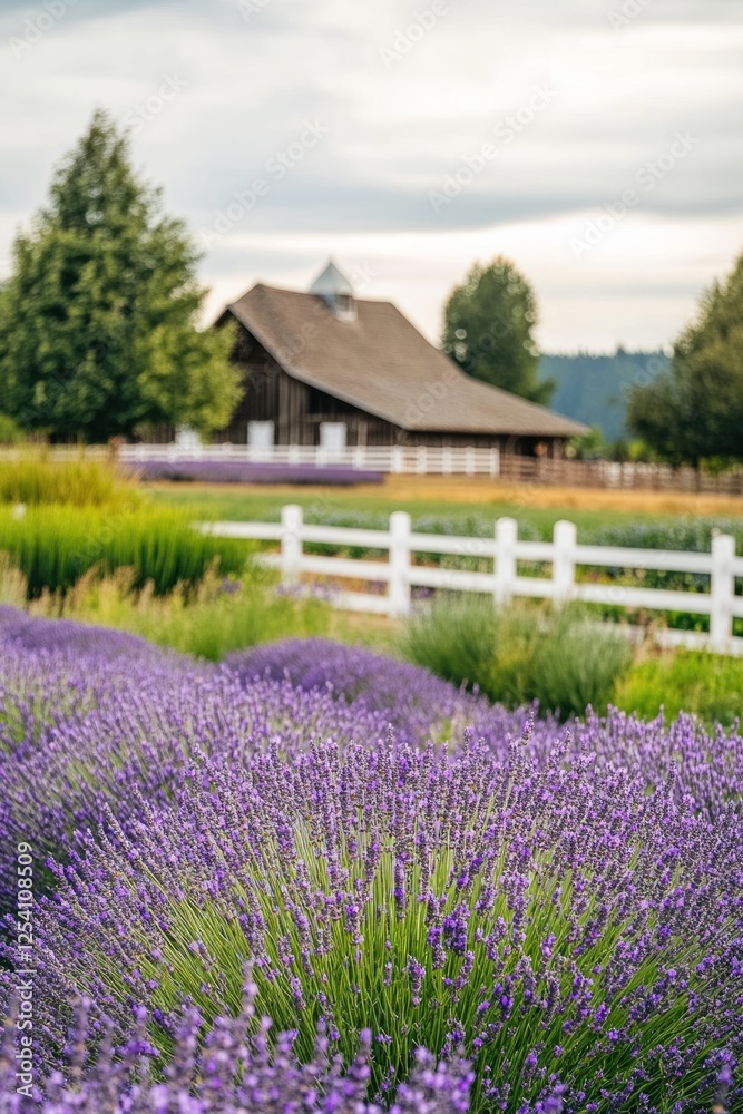 Lavender field, rustic barn, rural farm, sunset Lavender field, rustic barn, rural farm, sunset