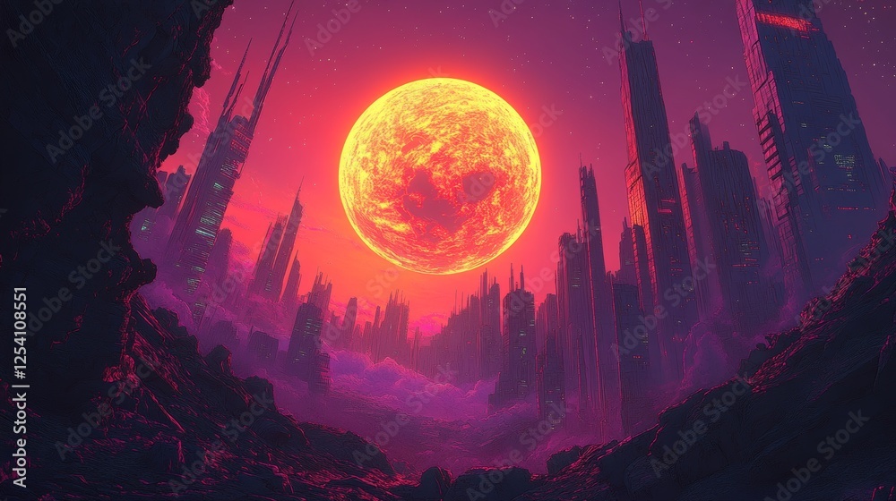 Obraz premium Design a volumetric prism artwork using bold, gradient shades to accentuate depth and intricacy, employing minimalism in digital art. Illustration, image