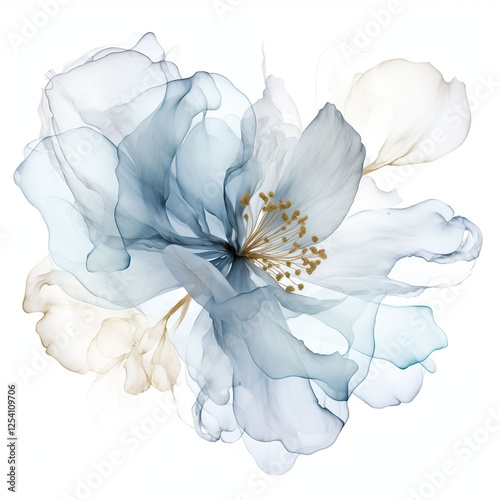 Abstract flower, delicate botanical floral background. Generative AI.