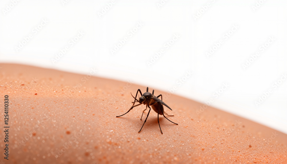 Silhouette of mosquito biting skin on plain background, World Malaria Day Silhouette of mosquito biting skin on plain background, World Malaria Day