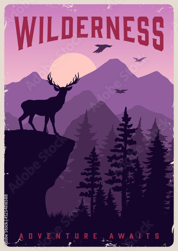 Deer on a mountain at dusk