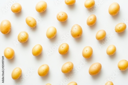 Fresh Yellow Potatoes Seamless Pattern Background Vibrant Healthy Food Photography Organic Natural Minimalist Clean Simple Delicious Nutritious Farm   photo