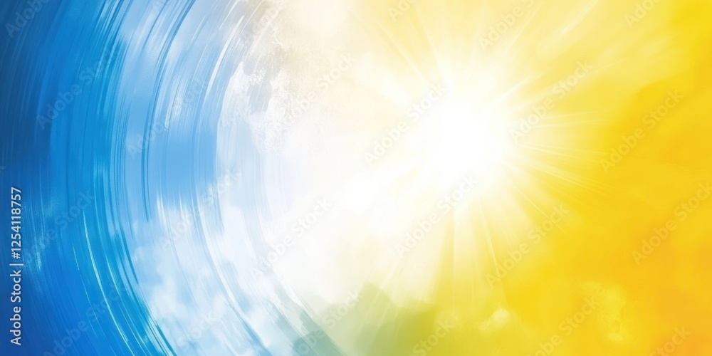 Fototapeta premium Abstract Blue and Yellow Sun Rays Background