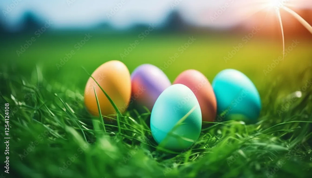 Colorful Easter eggs on the grass. Colorful Easter eggs on the grass.