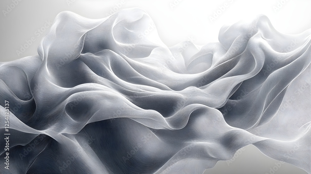 Obraz premium A fine line drawing of soft organic curves in subtle gray tones.