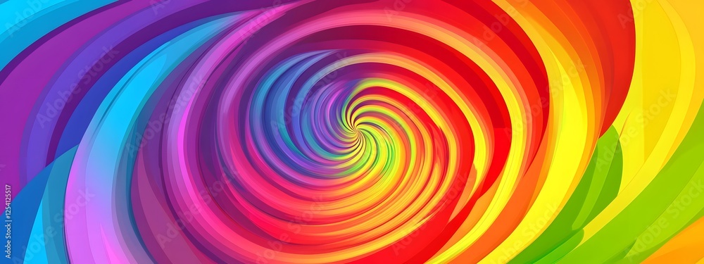 A 1970s-style video screen grab of an endless spiral with colorful neon lights
