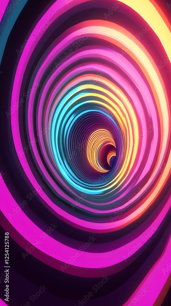 A 1970s-style video screen grab of an endless spiral with colorful neon lights
A 1970s-style video screen grab of an endless spiral with colorful neon lights