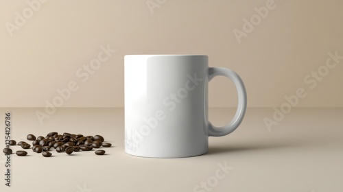 Mug Mockup with Customizable Design A mug mockup featuring a customizable design space, ideal for showcasing logos, artwork, or promotional graphics. photo