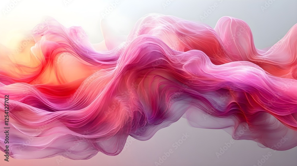 A floating abstract wave of color in soft pink disappearing into blank space. A floating abstract wave of color in soft pink disappearing into blank space.