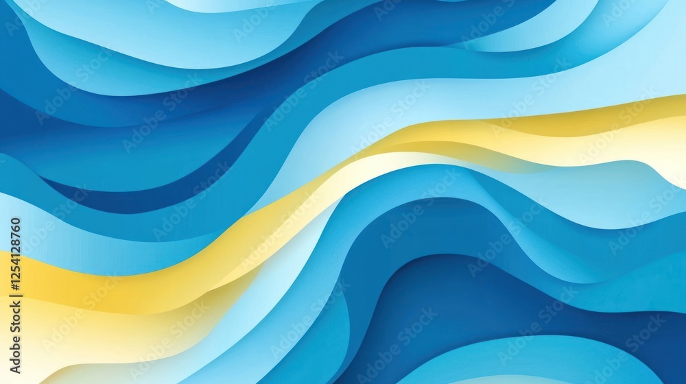 Obraz premium Abstract Blue Yellow Wave Paper Design