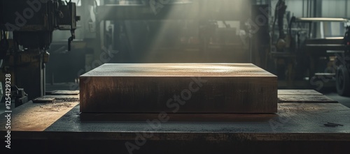 Wallpaper Mural Industrial Metal Block: Raw Strength and Precision in a Factory Setting Torontodigital.ca