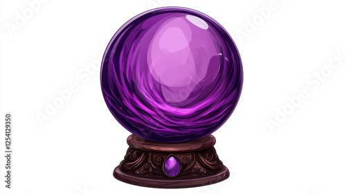 A mystical purple crystal ball resting on an ornate base, often associated with fortune-telling and magical practices.