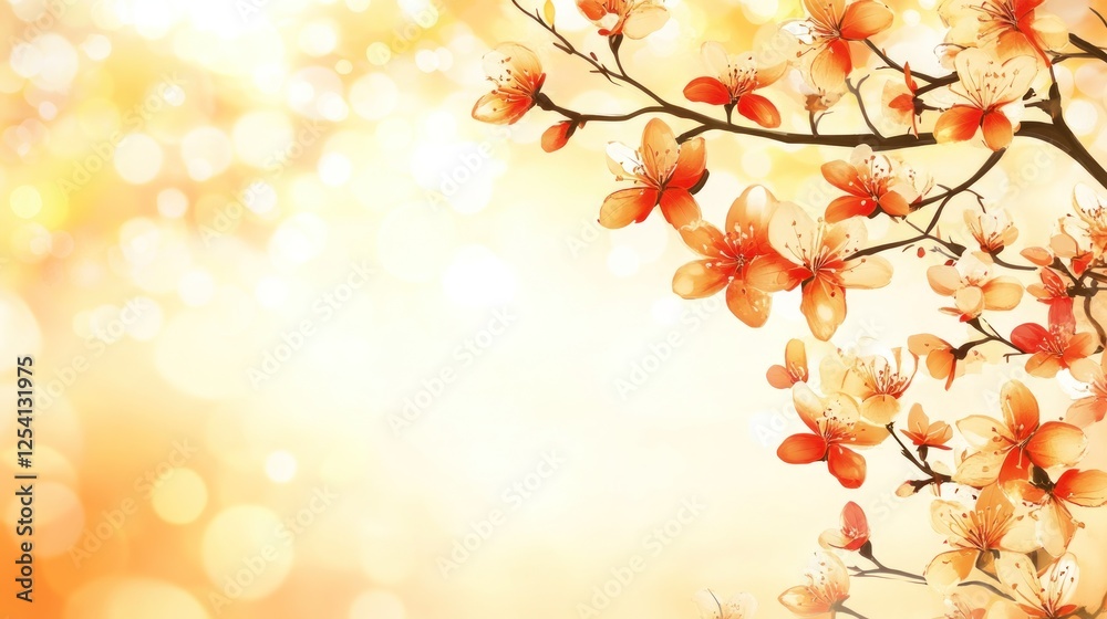 Peach Blossoms Branch Soft Light Background Peach Blossoms Branch Soft Light Background