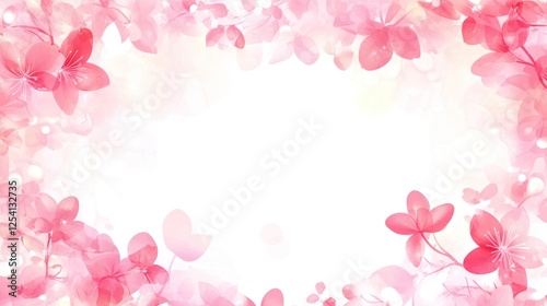 Delicate Pink Blossoms Frame White Space
