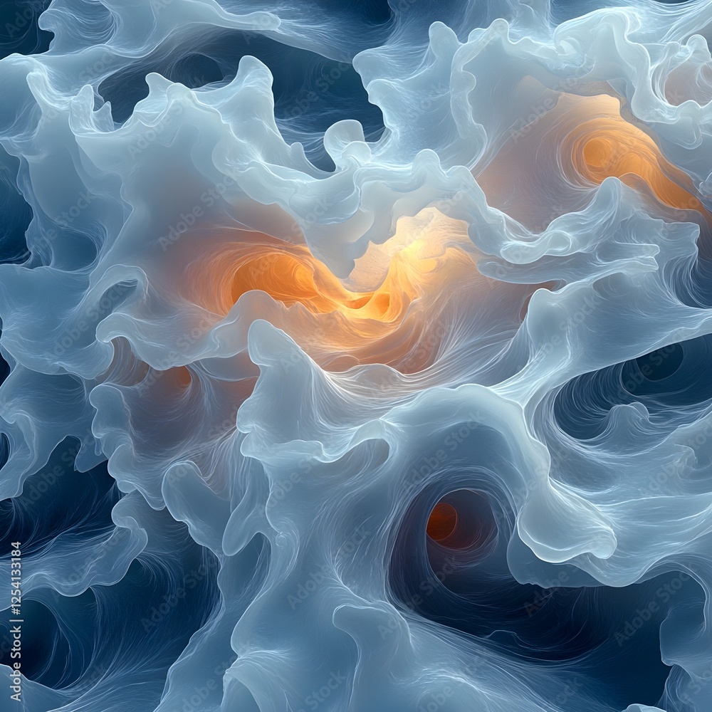 Fototapeta premium A fluid, abstract kaleidoscope made with natural curves and minimal contrasts.