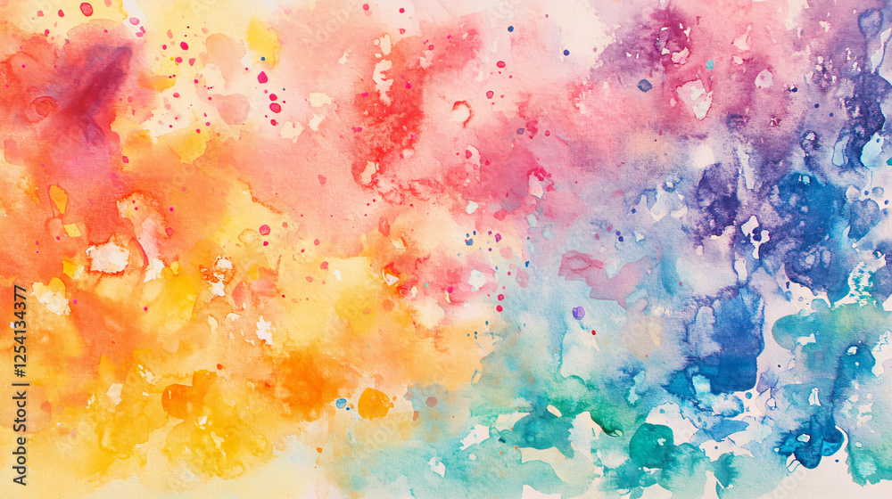 Fototapeta premium A young artist experimenting with watercolor techniques, mixing bright colors and water to create abstract splashes and patterns on textured paper.