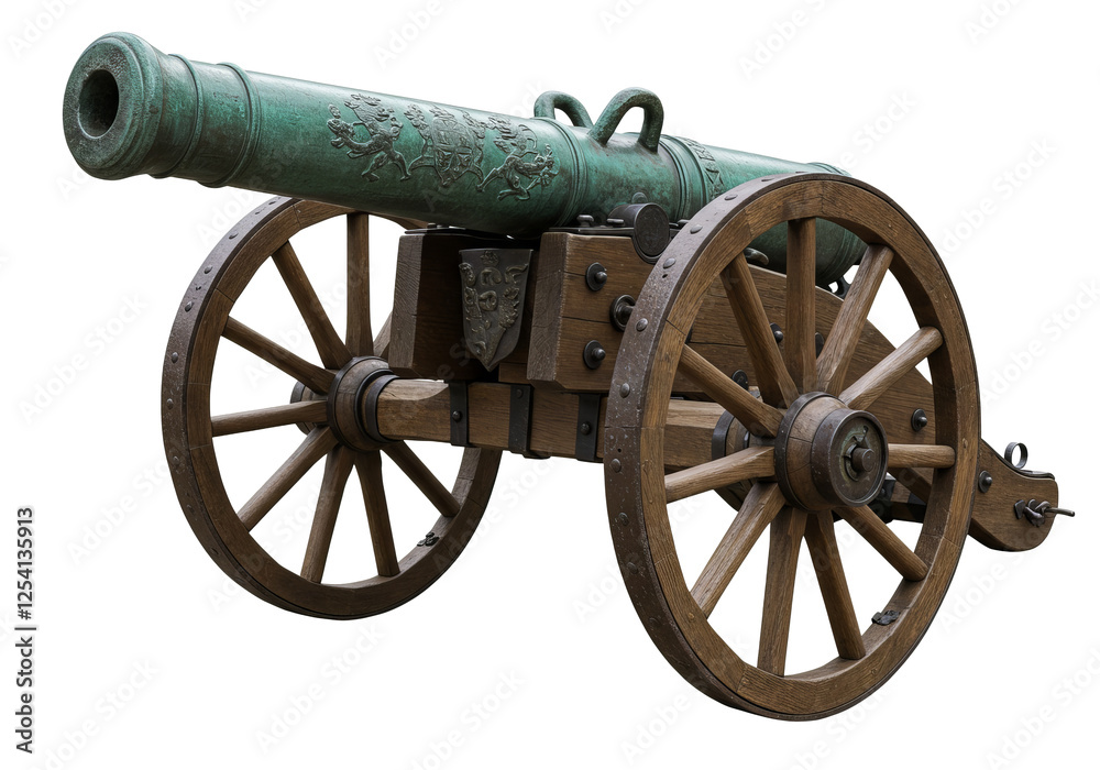Antique medieval cannon isolated on white background Antique medieval cannon isolated on white background