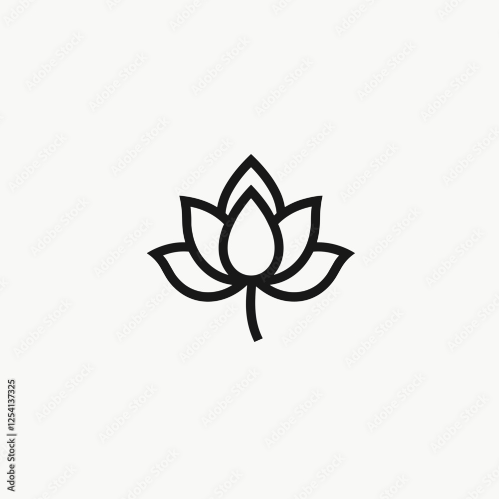 Lotus flower illustration in minimalist style, symbol of tranquility Lotus flower illustration in minimalist style, symbol of tranquility