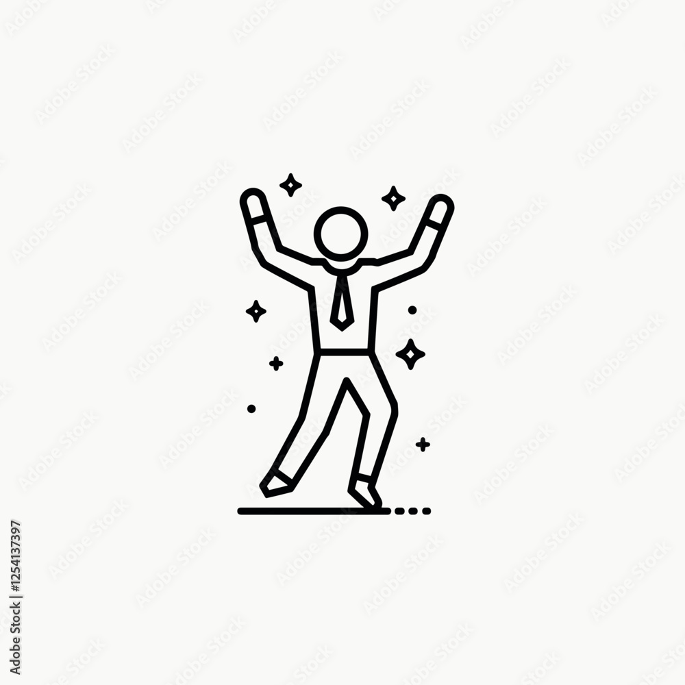 Obraz premium Joyful businessman celebrating success with raised arms, motivation