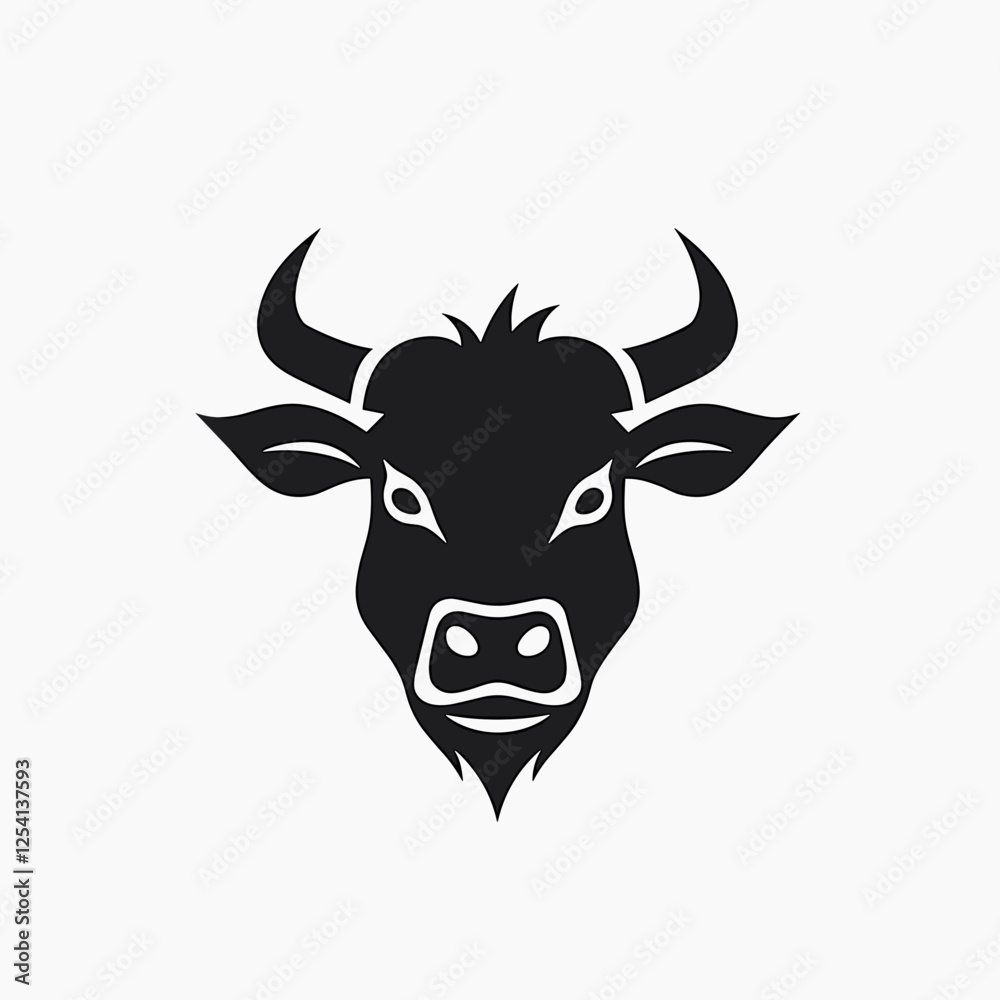 Black silhouette of a cow on white background, minimalist design Black silhouette of a cow on white background, minimalist design