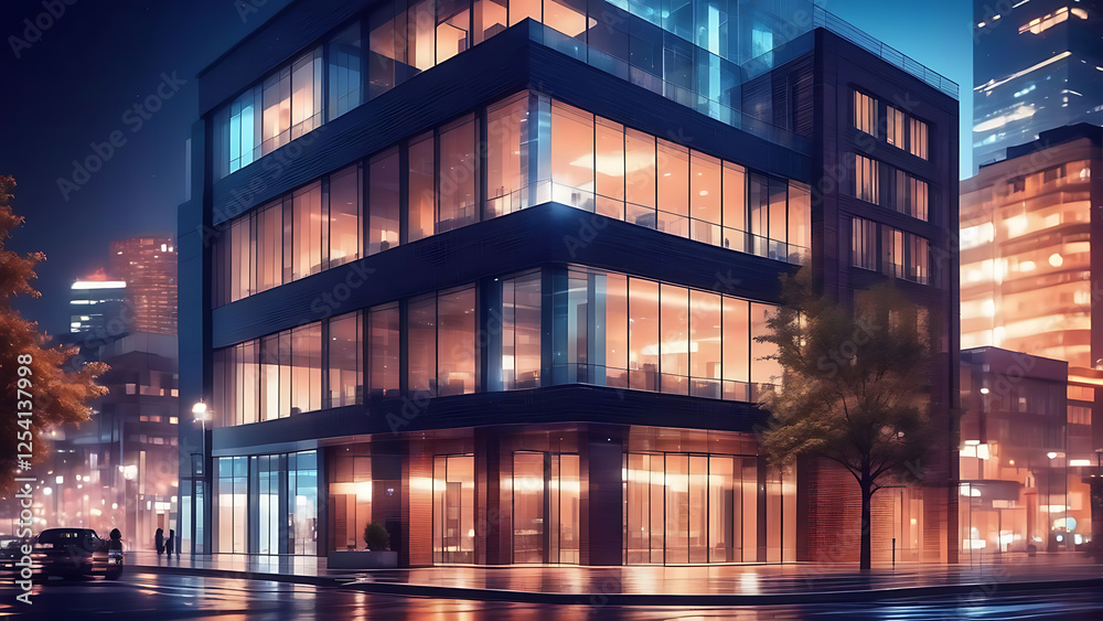 Obraz premium office buildings at night