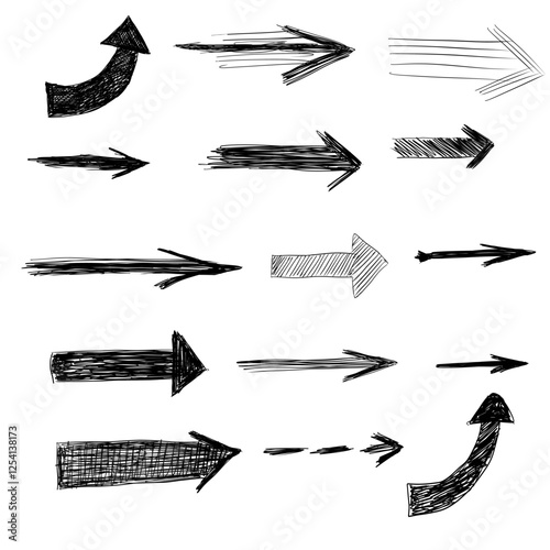 Set of handdrawn arrows black