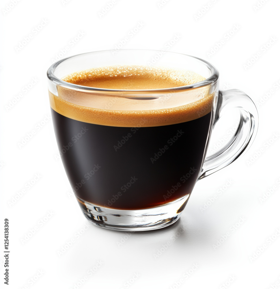custom made wallpaper toronto digitalA clear glass cup of black coffee, americano with thick crema, isolated on a white background