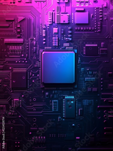 A piece of digital art with abstract and technological elements