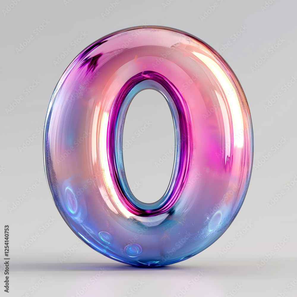 3D colorful number zero with a glossy finish against a simple background, showcasing its unique design and gradient effect. Holographic number 0 on neutral background, creative design element 3D colorful number zero with a glossy finish against a simple background, showcasing its unique design and gradient effect. Holographic number 0 on neutral background, creative design element