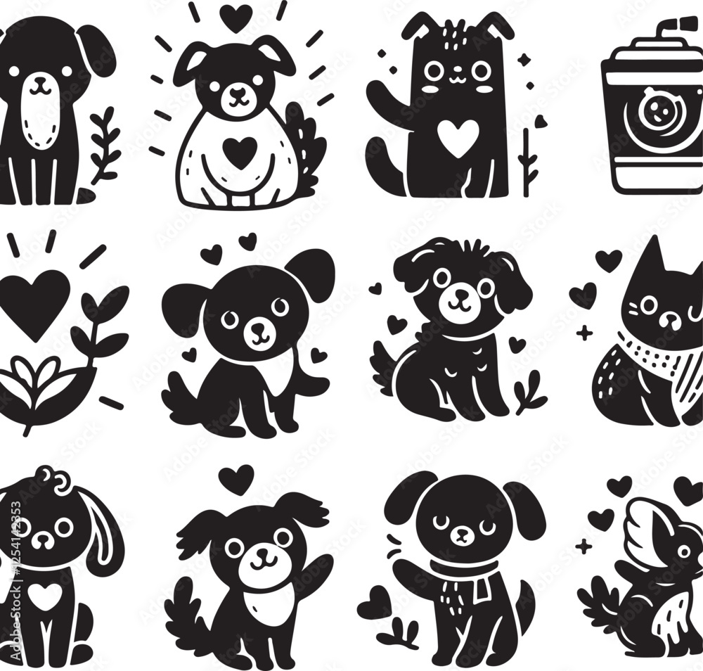 Fototapeta premium set of dog animals