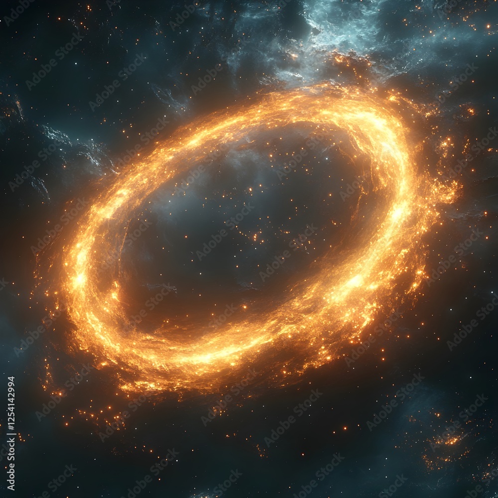 Obraz premium A glowing central ring surrounded by barely visible orbiting circles.