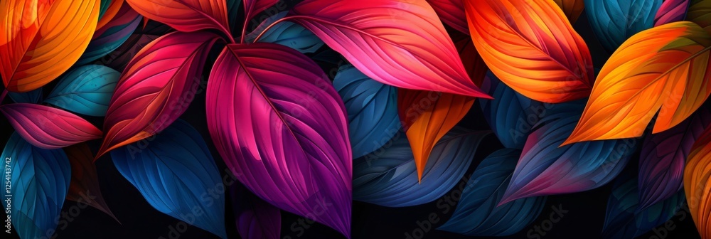 Colorful autumn leaves pattern on black background with copy space. Fall seasonal design for Thanksgiving, Halloween, Mid Autumn Festival. Abstract floral decor Colorful autumn leaves pattern on black background with copy space. Fall seasonal design for Thanksgiving, Halloween, Mid Autumn Festival. Abstract floral decor