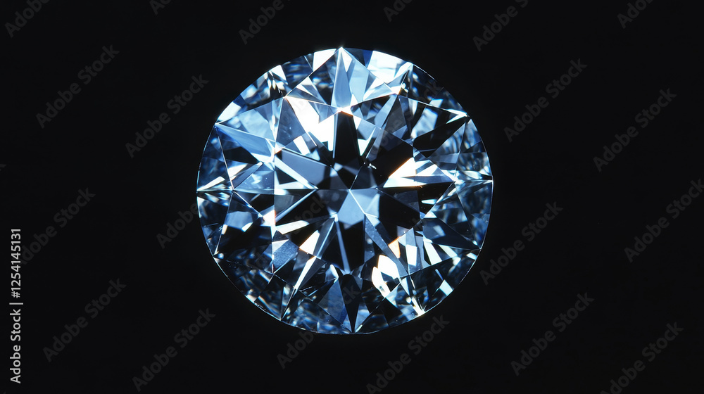 A highly detailed, realistic diamond with brilliant blue tones, set against a black background A highly detailed, realistic diamond with brilliant blue tones, set against a black background
