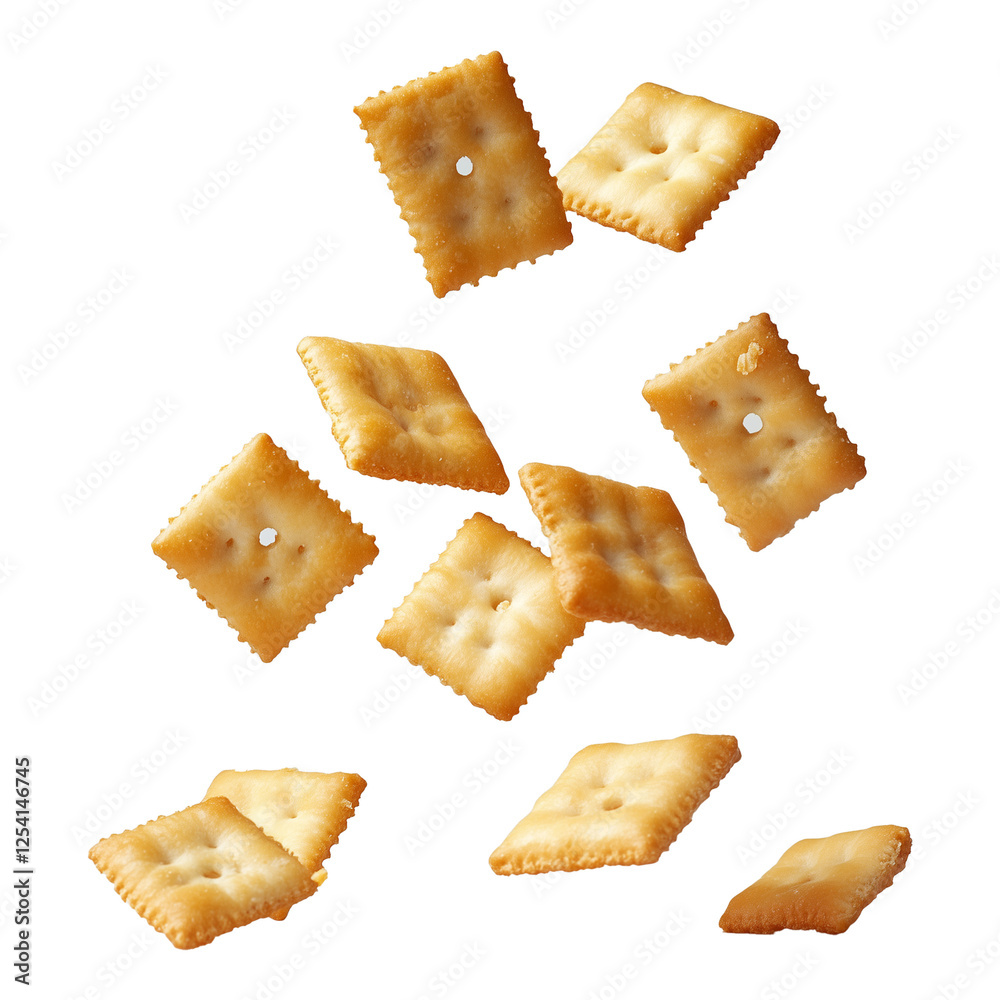 Falling Cheese Crackers with Crumbs Falling Cheese Crackers with Crumbs