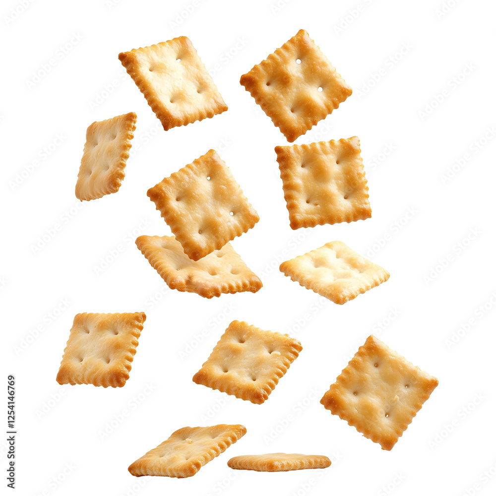 Falling Cheese Crackers with Crumbs Falling Cheese Crackers with Crumbs