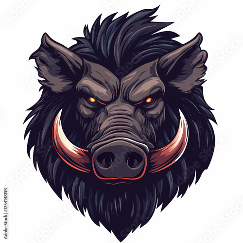 Fierce wild boar logo design featuring sharp tusks and bold detailing for esports branding and gaming identity
