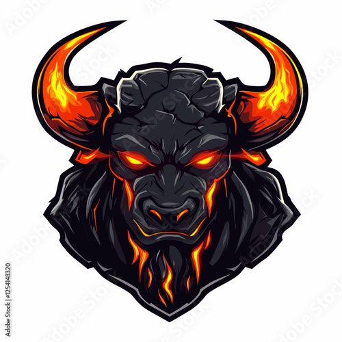 Fierce esports logo featuring a demonic minotaur with molten cracks in its skin glowing bright against a dark backdrop