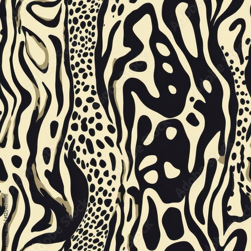 Abstract Black and White Animal Print Pattern Design Background